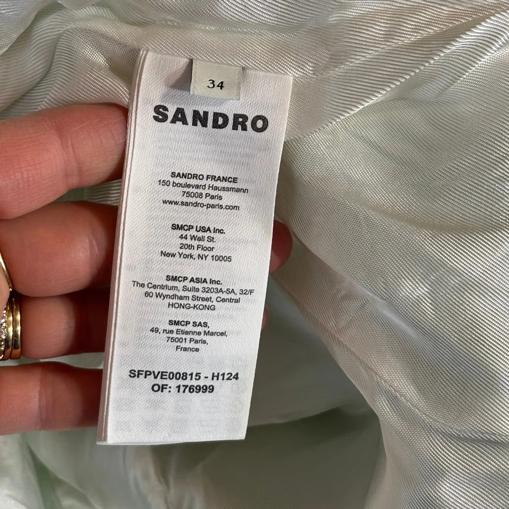 Sandro Suit Blazer Women’s Size XS Pockets One Button Green Notch Lapel - Picture 10 of 13